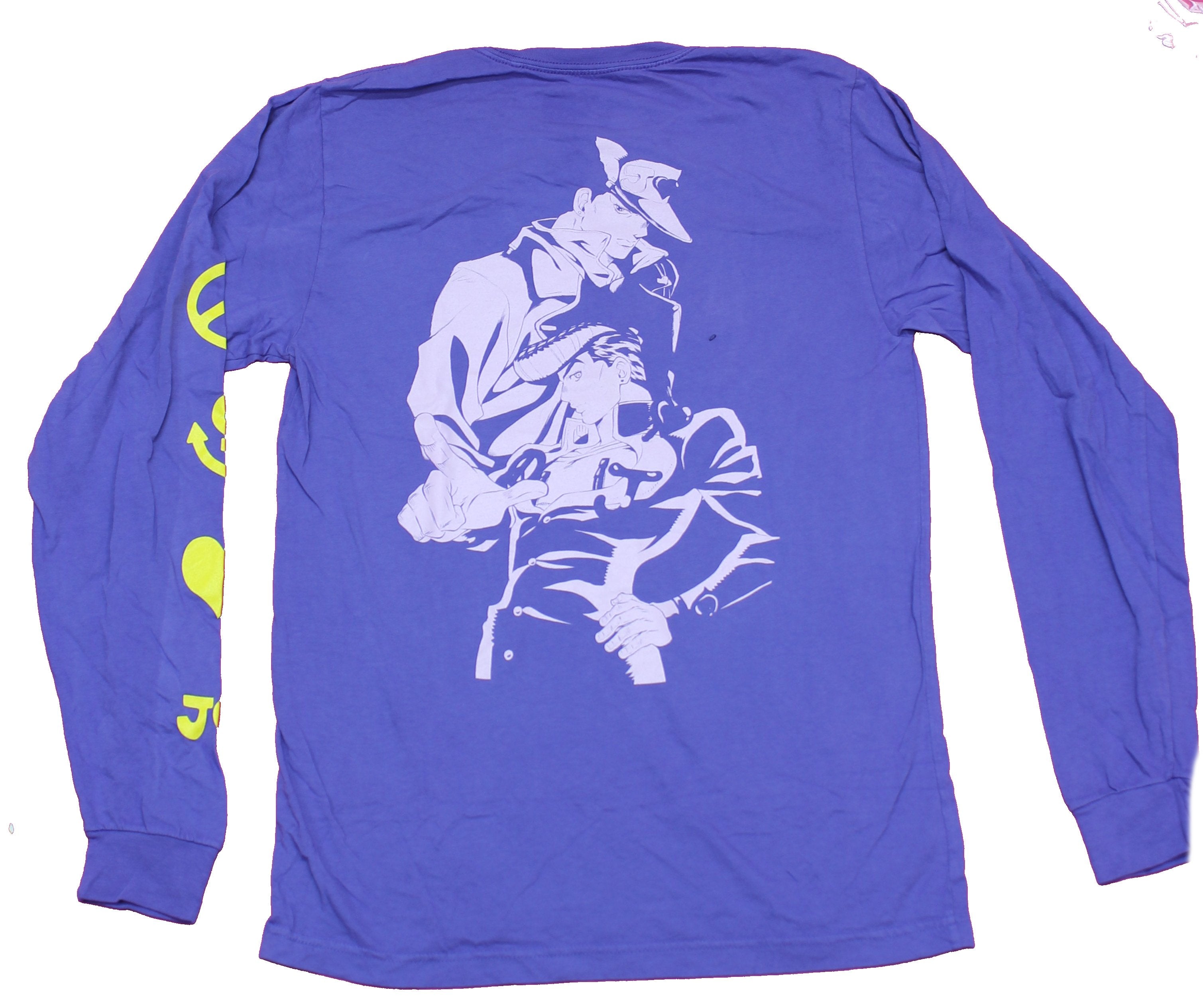 Jojo's Bizarre Adventure Mens Long Sleeve  T-Shirt -  Kanji Front Poses Back