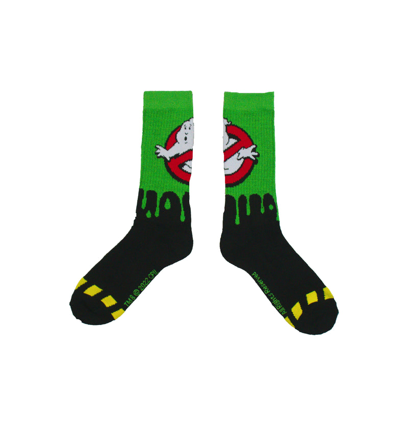 Ghostbusters Logo over green ooze Men's Crew sock