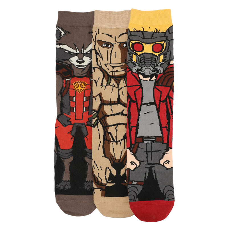 Bioworld Guardians Of The Galaxy 3-Pack Animigos Men's Crew Socks