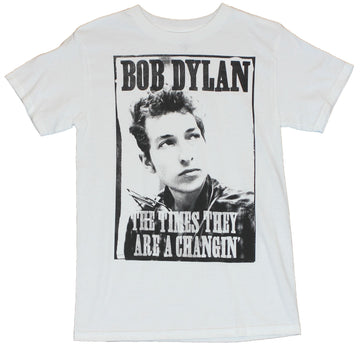 Bob Dylan Mens T-Shirt - "The Times They Are A Changin'" Young Bob Image