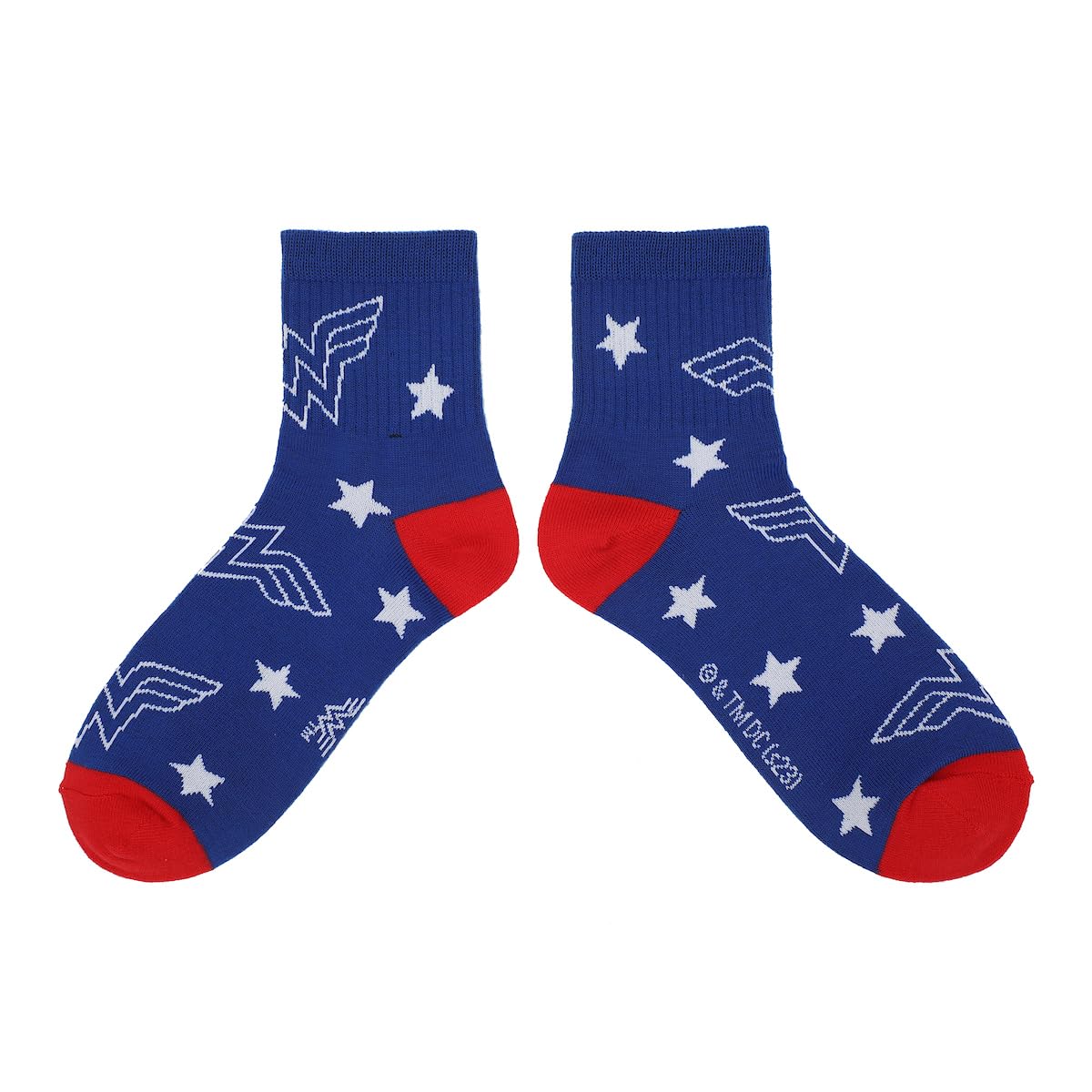 Bioworld Wonder Woman Logo Red White and Blue Athletic 3-Pack Quarter Crew Ankle Socks