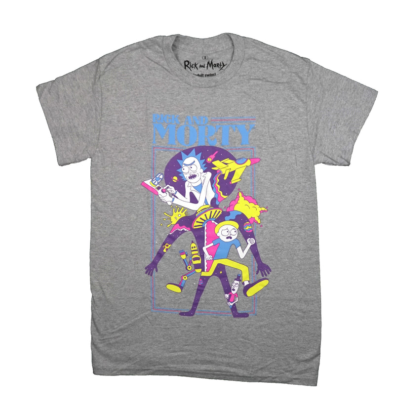 Rick & Morty Mens T-Shirt - Bright Box Images Portals Around Spaceships