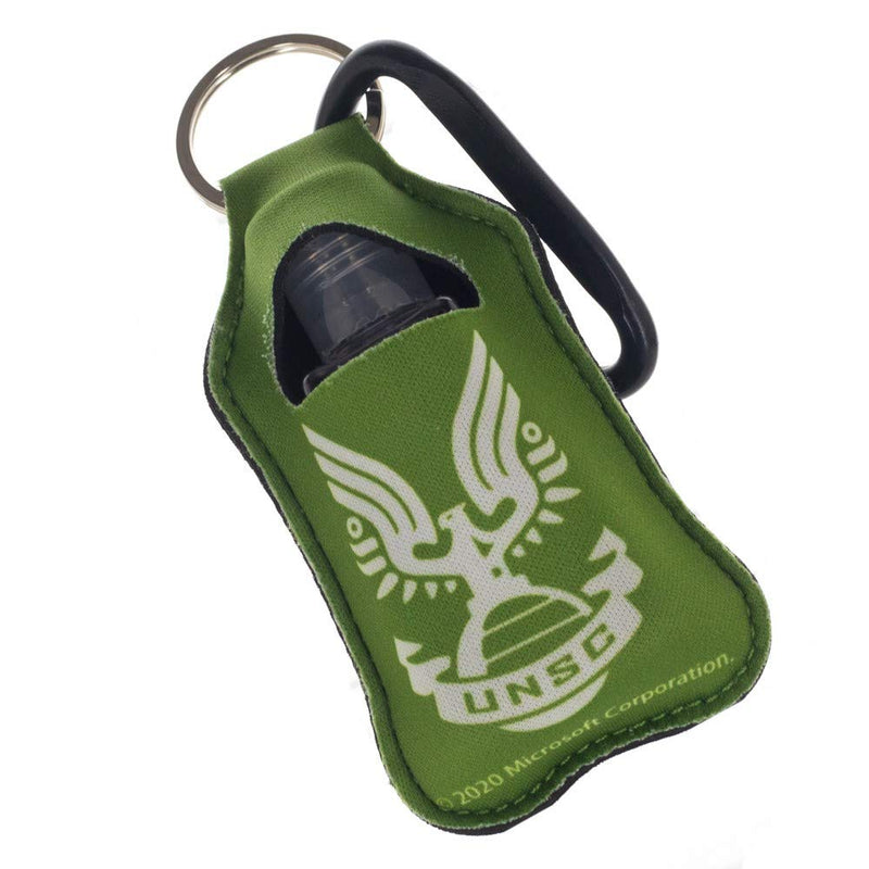 Halo Master Chief UNSC Keychain with Hand Sanitizer Travel Bottle and Holder