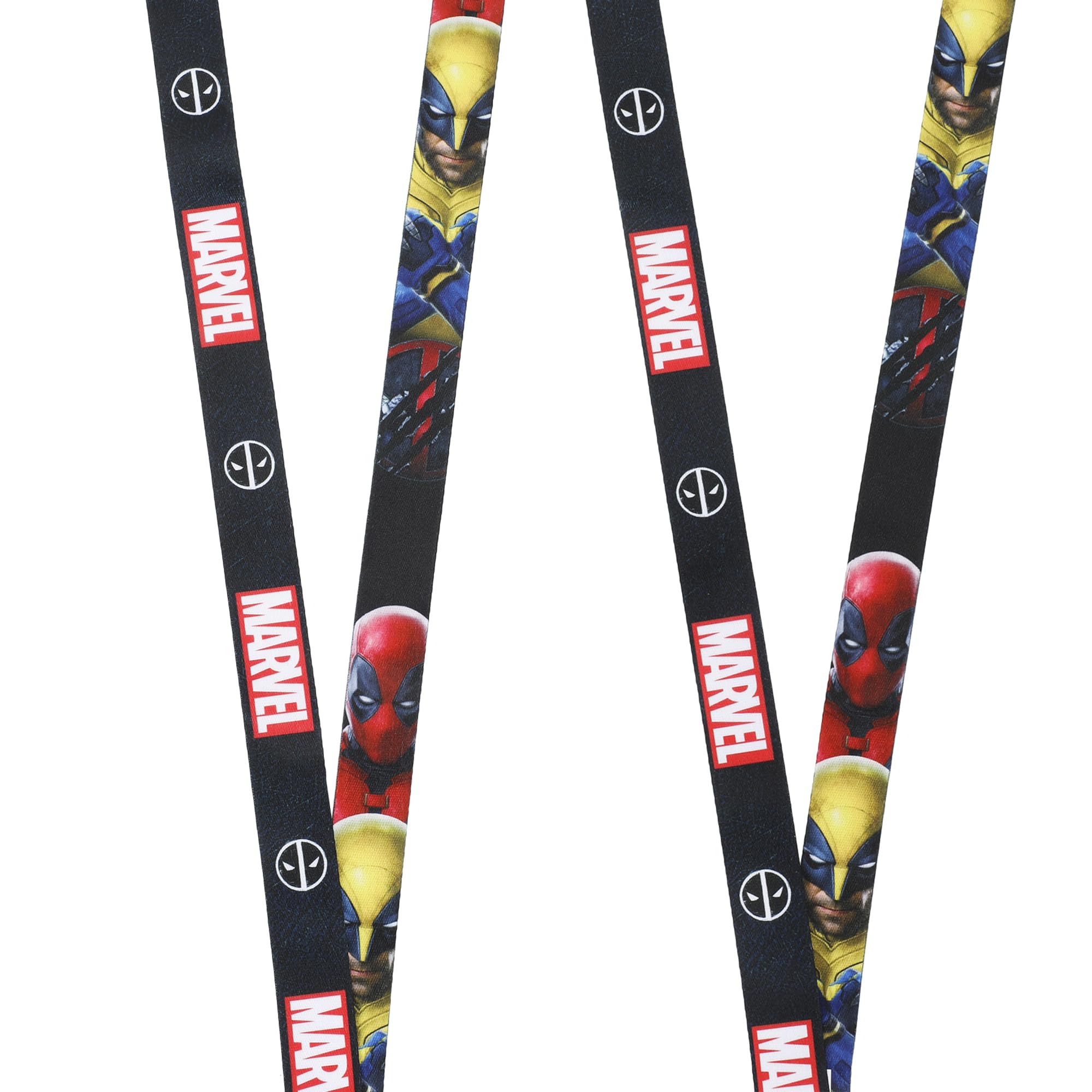 Deadpool & Wolverine Combined Mask 22" Black Lanyard with ID Sleeve