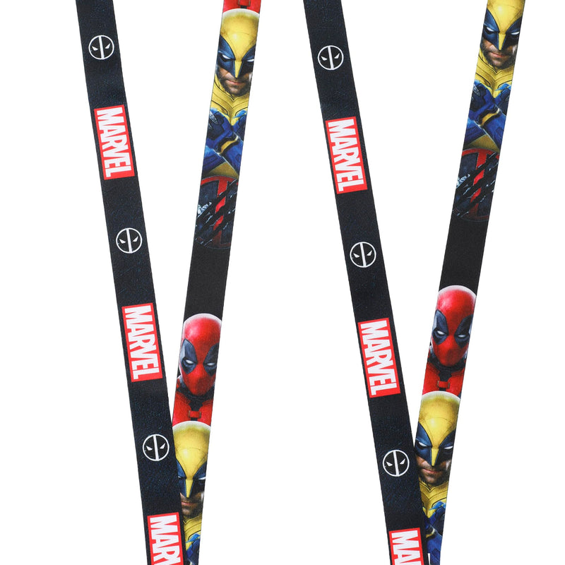 Deadpool & Wolverine Combined Mask 22" Black Lanyard with ID Sleeve