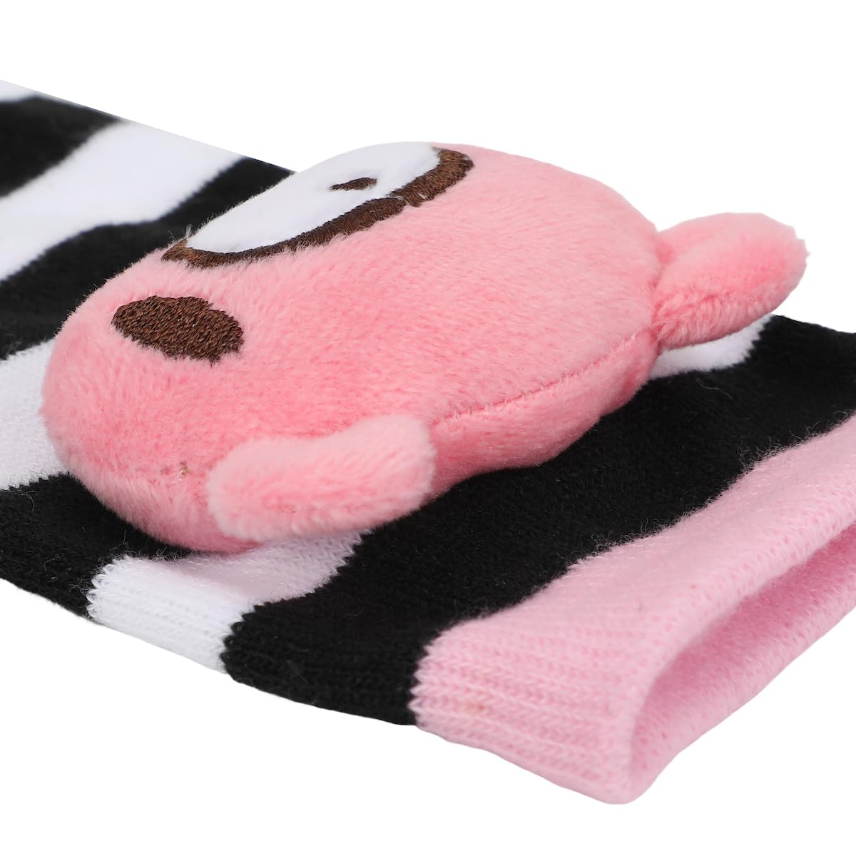 Bioworld Gloomy Bear Plush Character Head Attachments Adult Black & White Striped Casual Crew Socks