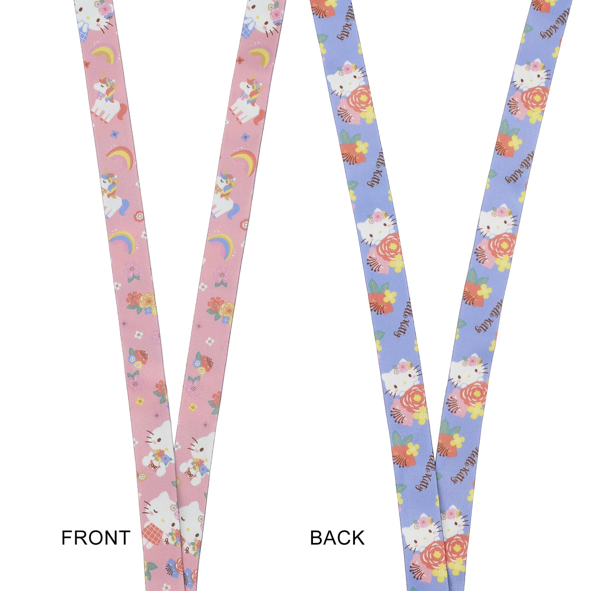 Hello Kitty Flowers 22" Blue & Pink Lanyard with ID Sleeve