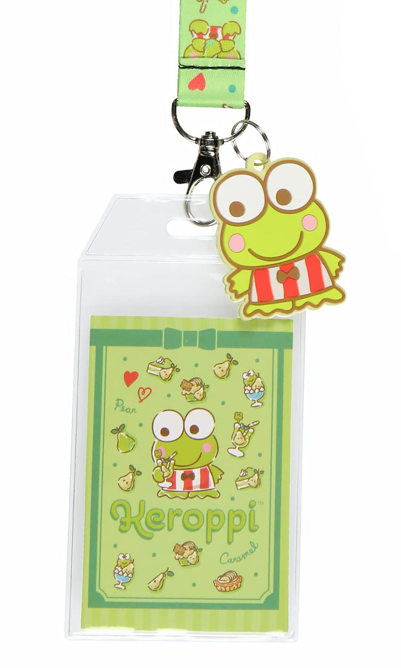 Sanrio Keroppi ID Badge Holder Lanyard w/ 2" Character Rubber Pendant
