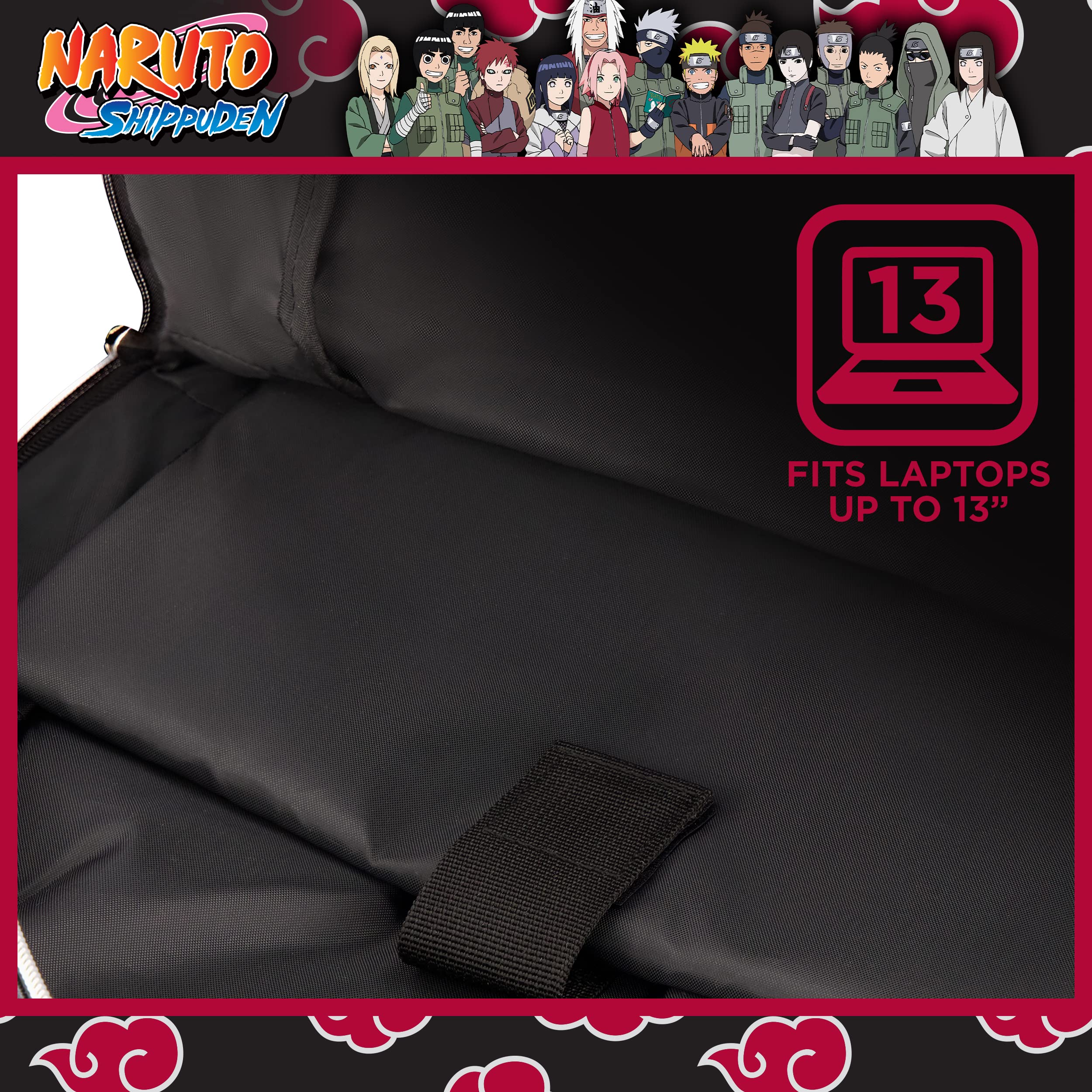 Naruto 13 Inch Sleeve Laptop Backpack, Padded Computer Bag for Commute or Travel, Akatsuki Itachi, One Size