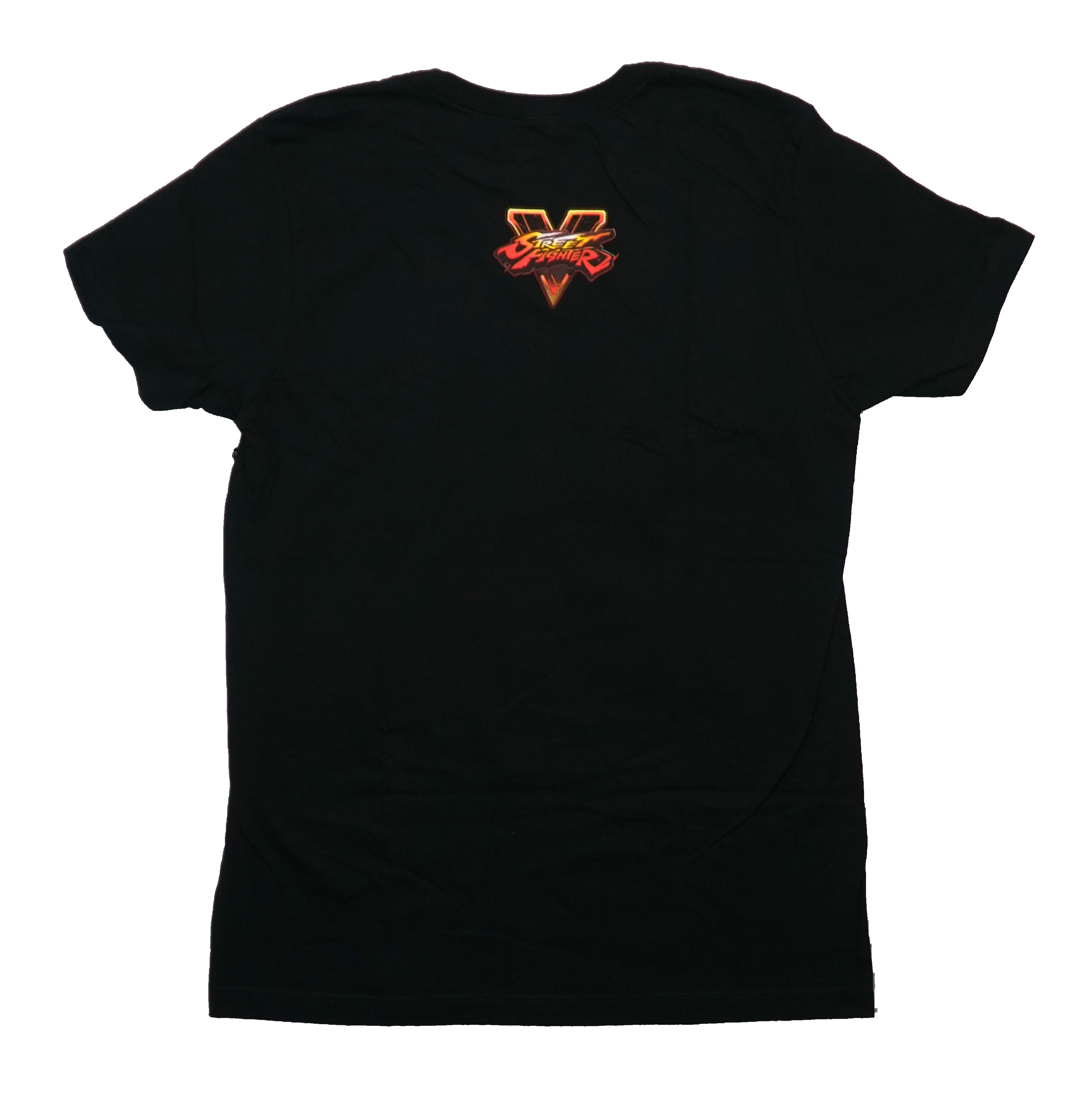 Street Fighter Mens T-Shirt - Ken & Ryu Hadoken Duo Front Logo on Back