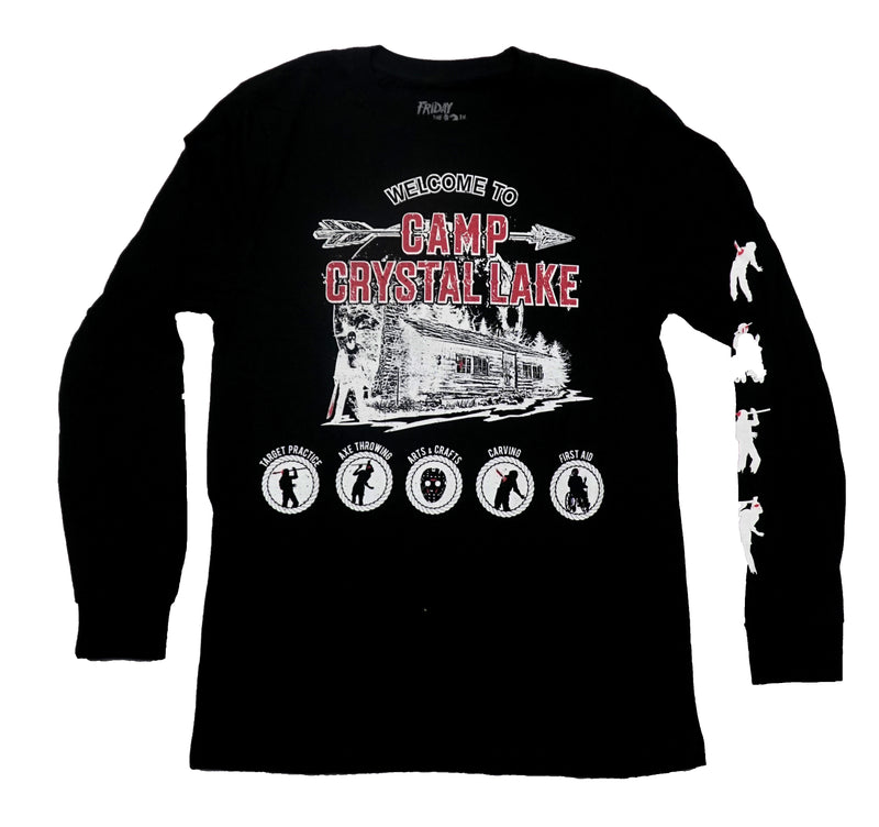 Friday the 13th Mens Long Sleeve T-Shirt - Camp Crystal Lake Camp Activities