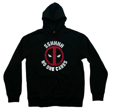 Deadpool Mens Pullover Hoodie - SHHH! No One Cares Logo Image