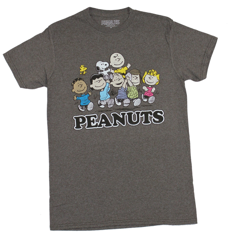 Peanuts Mens T-Shirt - Charlie Brown & Snoopy Carried by The Gang