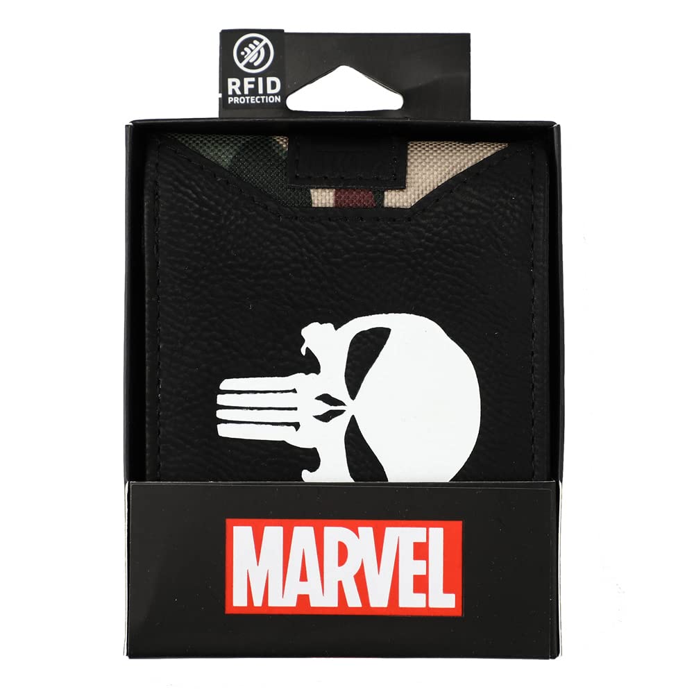 Bioworld Punisher Screen Print and Digital Print PU and Nylon Bifold Wallet