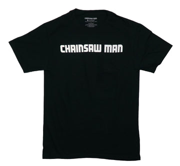 Chainsaw Man Mens T-Shirt - Simple Logo On Front Guy Duo On Back