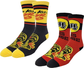 Ripple Junction Cobra Kai Adult Crew Socks Yes Sensei Dojo Logo Officially Licensed 2 Pack