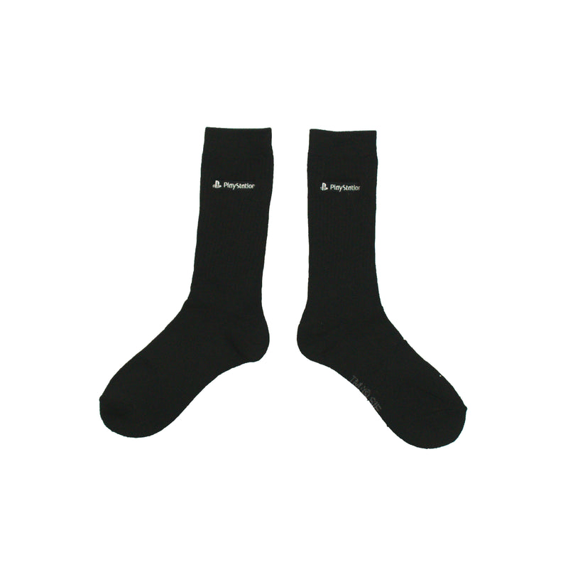 Playstation Solid White logo and name Men's Crew sock