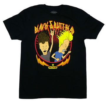 Beavis and Butthead Mens T-Shirt - Rocking Out Above Lightning Logo
