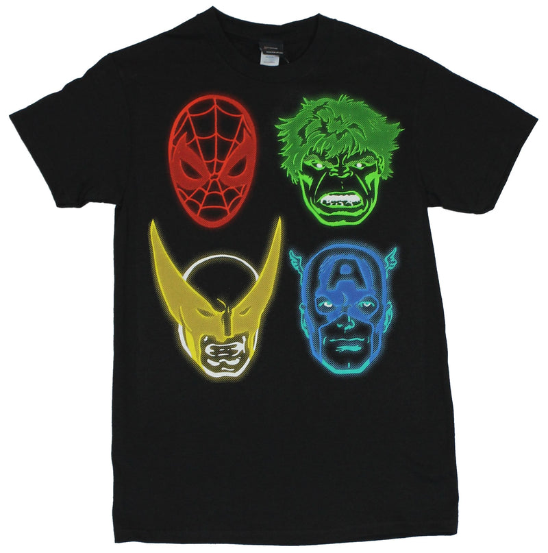 Marvel Comics Mens T-Shirt - The Big Four Neon Electrified Line Drawing Image