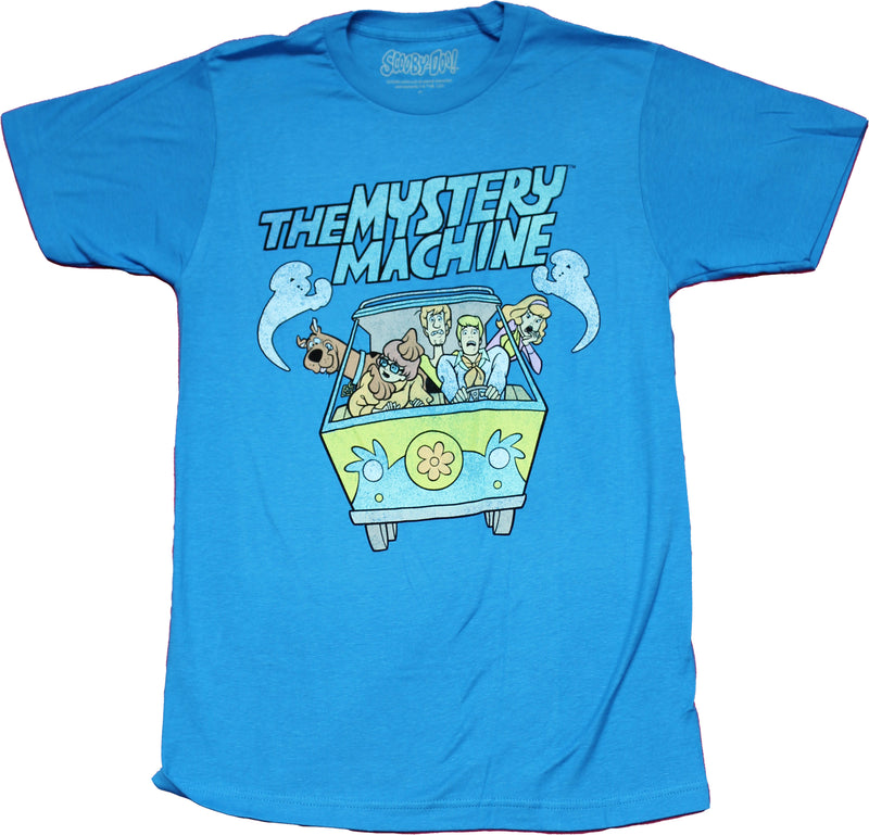 Scooby Doo Mens T-Shirt - Distressed Gang Aboard the Mystery Machine