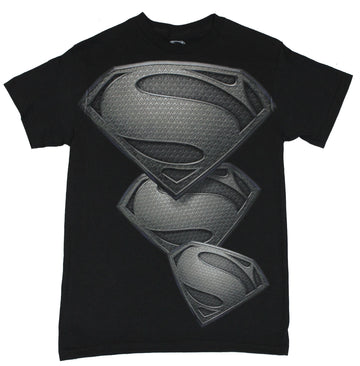 Superman (DC Comics) Mens T-Shirt - Triple Steel Falling Superman Logo Image