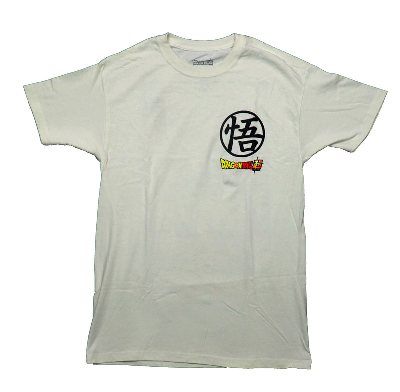 Dragon Ball Z Mens T-Shirt - Lapel Logo Colorful Cast of Characters On Back
