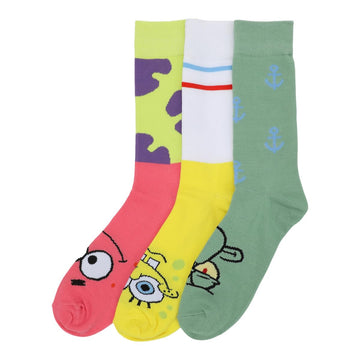 SpongeBob SquarePants Adult Crew Socks 3-Pack - Bikini Bottom Comfort!