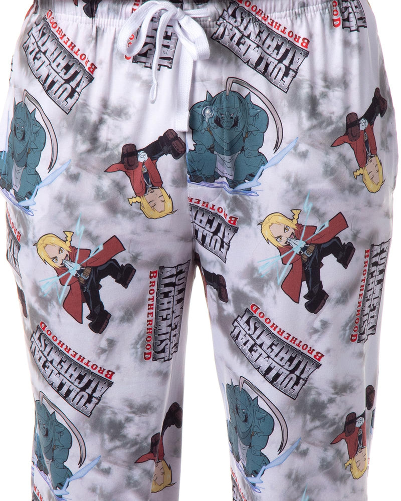 Fullmetal Alchemist Brotherhood Anime Men's Edward Alphonse and Title All Over Print Pajama Pants Adult Sleep Bottoms