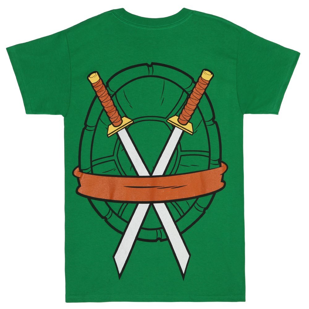 Teenage Mutant Ninja Turtles Mens T-Shirt - Leonardo Simple Costume Front & Back