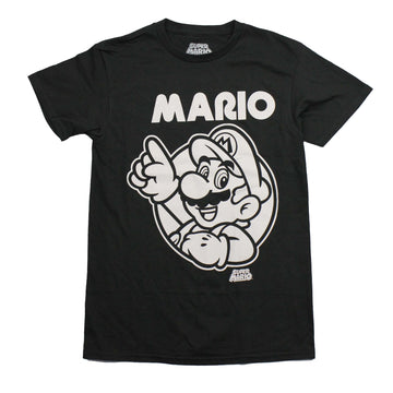 Super Mario Brothers MEns T-Shirt -  Giant Beige Mario In Circle Under Name