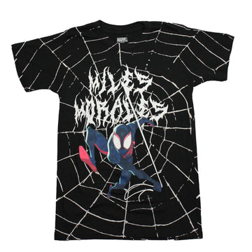 Spider-Man Mens T-Shirt - All Web Shirt Miles Morales Webbed Name All Over