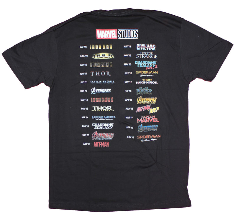 Marvel Studios Comics Mens T-shirt - More Than a Fan Movie Schedule Back