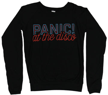 Panic At The Disco Girls Juniors  Light Sweatshirt - White Red Simple Logo