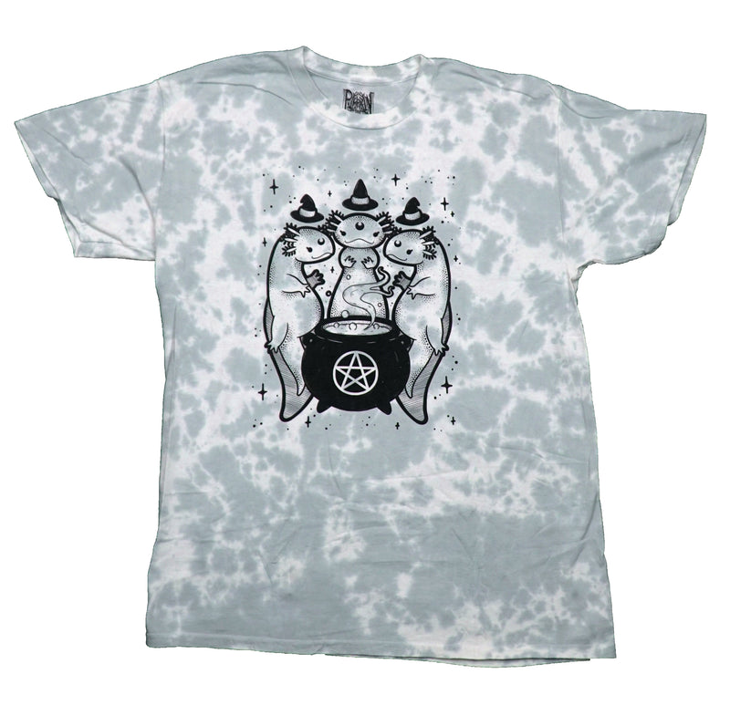 Pumpkin Art Mens T-Shirt - Trio Axolotl Salamanders Around Cauldron