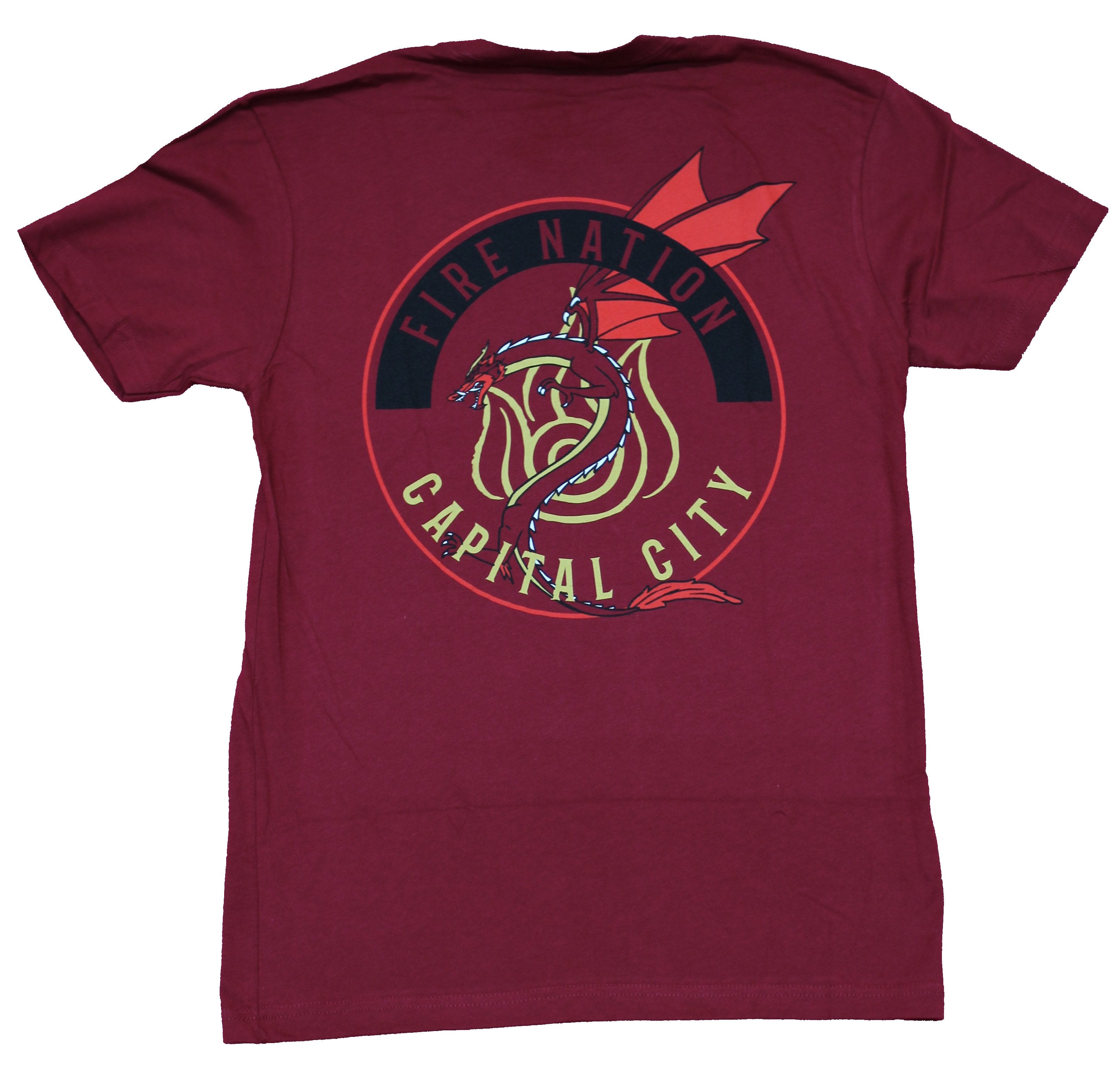 Avatar the Last Airbender Mens T-Shirt - Fire Nation Lapel Large Circle Logo Back