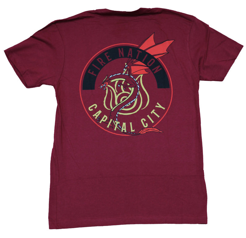 Avatar the Last Airbender Mens T-Shirt - Fire Nation Lapel Large Circle Logo Back
