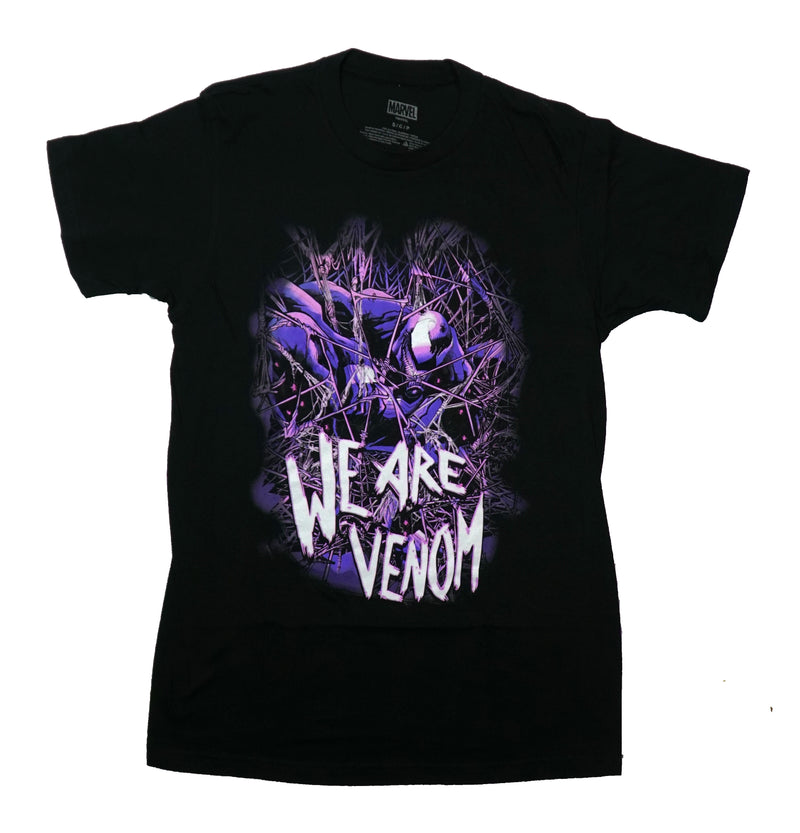 Venom Mens T-Shirt - We Are Venom Purple Tint Dangling In Webs