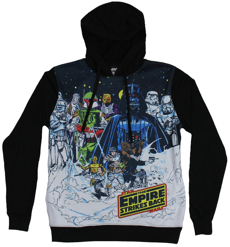 Star Wars Mens Hoodie- Empire Strikes Back Comic Allover Style Image