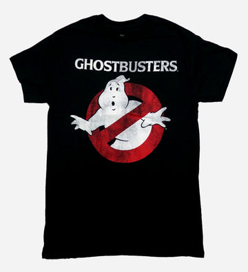 Ghostbusters Mens T-Shirt - Classic No Ghosts Distressed Logo Under Name
