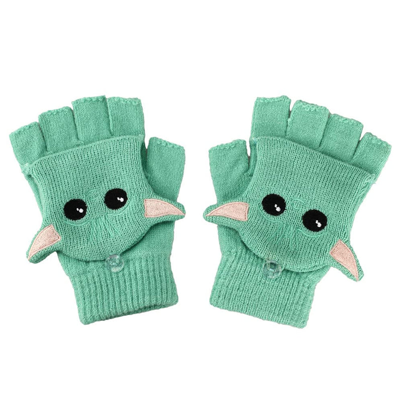 Star Wars Grogu The Child Big Face Embroidery Convertible Mitten Green