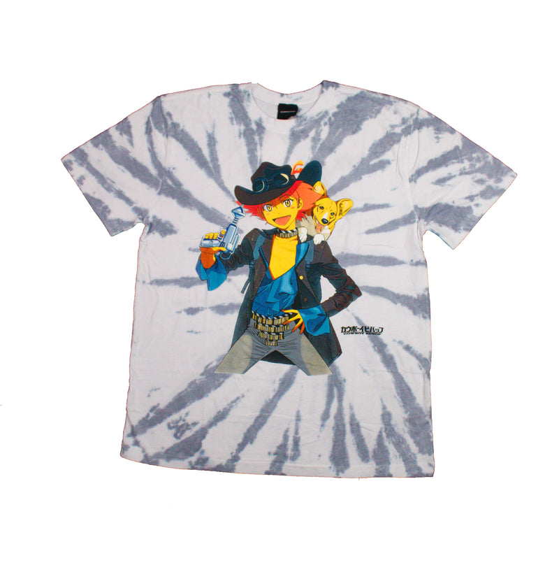 Cowboy Bebop Mens T-Shirt - Ein Sitting On Ed's Shoulder Tie Dye