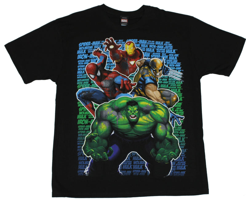 Marvel Comics Mens T-Shirt - Big Four Over Name Drop Image