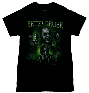 Beetlejuice Mens T-Shirt - Betelgeuse Four Poses in Green Glow