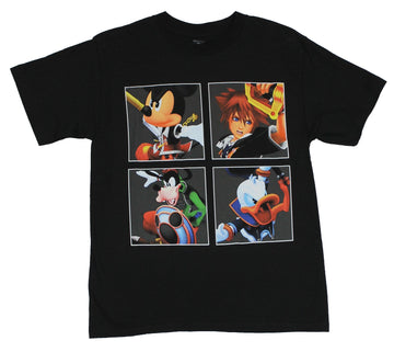 Kingdom Hearts Mens T-Shirt - Four Box Images Sora, Mickey, Donald, & Goofy