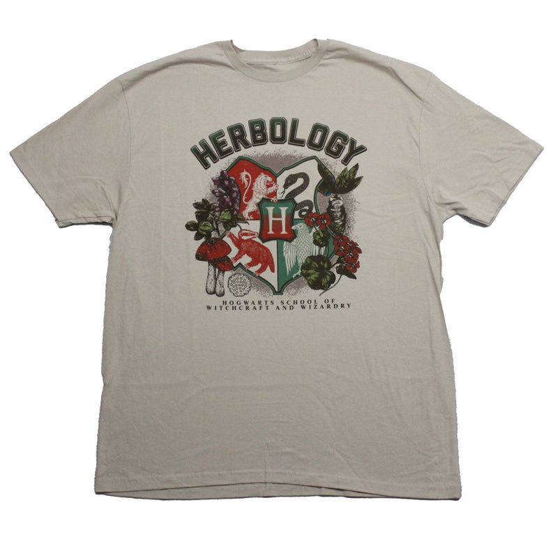 Harry Potter Mens T-Shirt - Herbology Mixed with Hogearts Crest