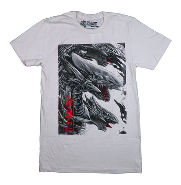 Yu-Gi-Oh! Mens T-Shirt - Attacking Blue Eyes Dragon Kanji Box