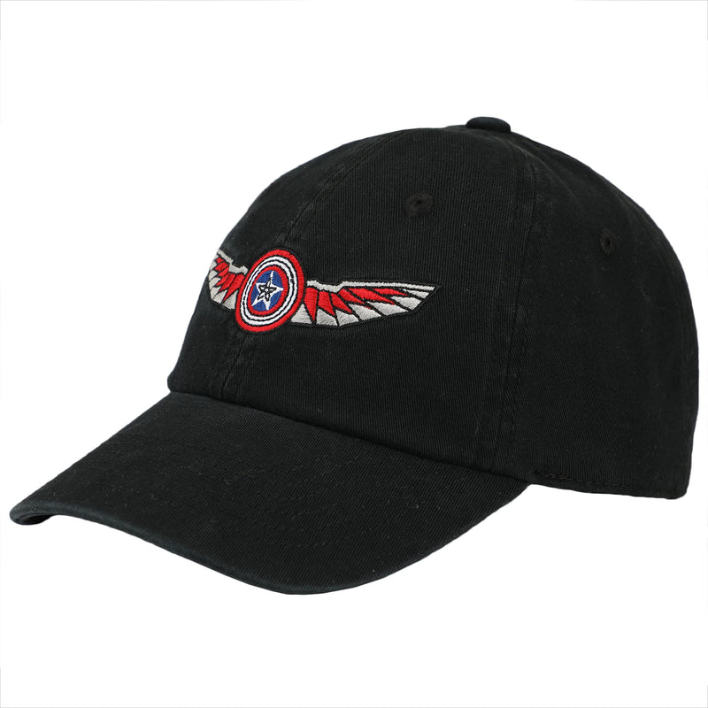 The Falcon and The Winter Soldier Shield and Wings Embroidered Dad Hat Black