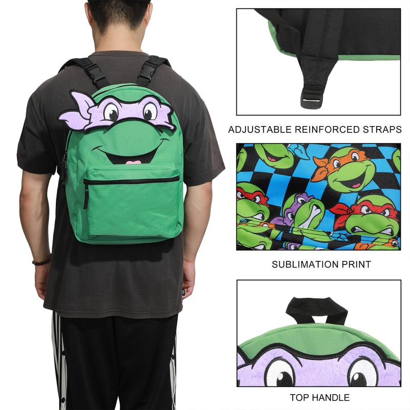 Bioworld Unisex KidsTeenage Mutant Ninja Turtles Interchangeable Characters 16.5" Reversible Backpack (Little Kid/Big Kid) Aop One-Size
