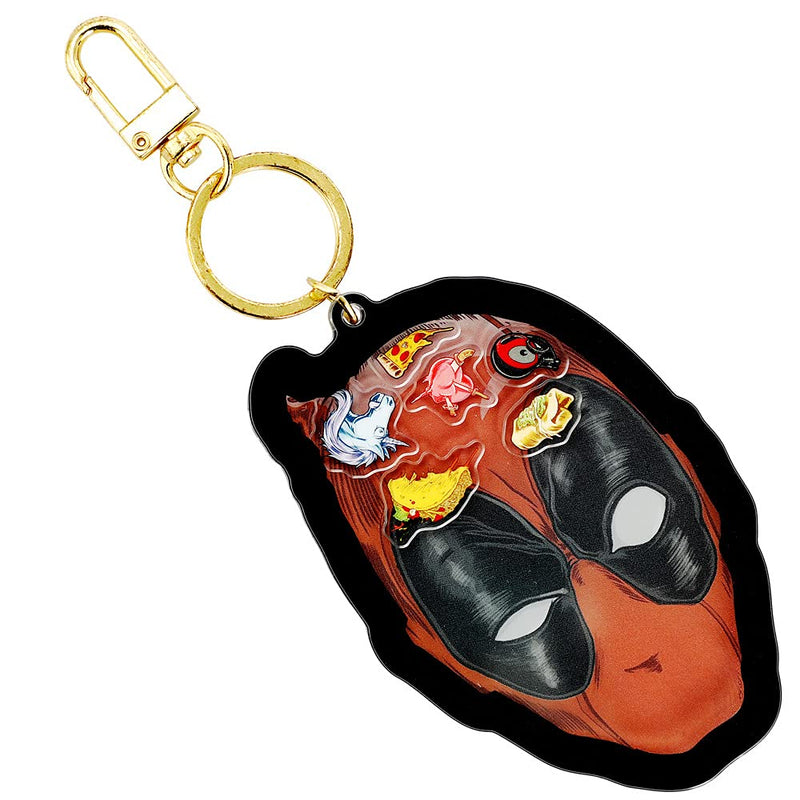 Deadpool Shaker Charm Shiny Gold Keychain