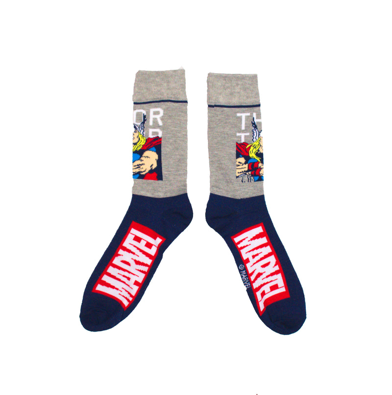 Marvel Thor Posed over Name Men's Crew sock